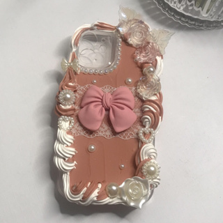 White Baroque  Decoden Handmade Custom Cream Phone Case for