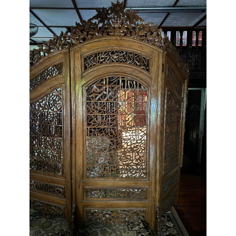 Antique Folding Room Divider Solid Wood (2nd Hand Item) Shopee Malaysia