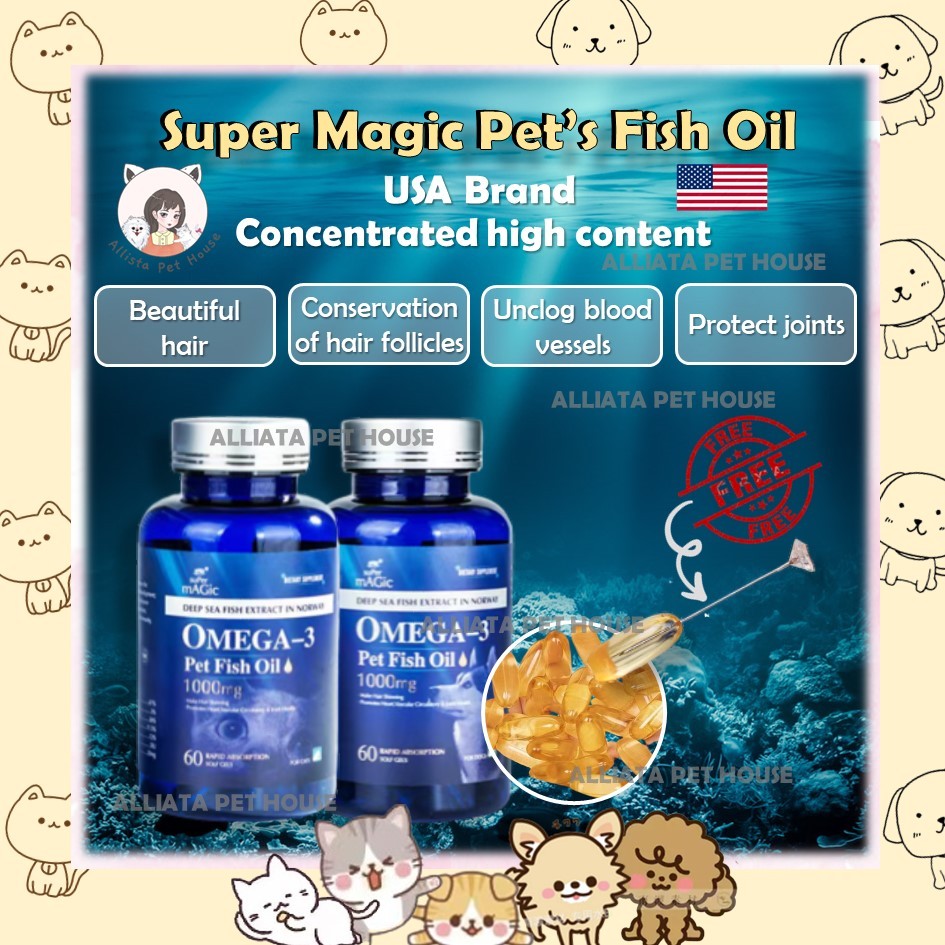[READY STOCK] USA Super Magic Pet Fish Oil Cat Dog Supplements 1000mg