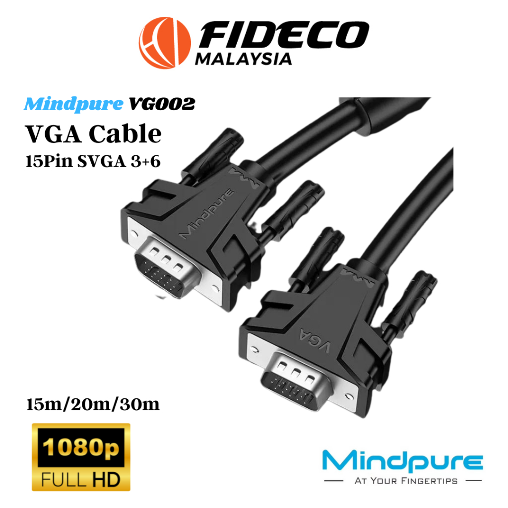 Mindpure VG002 15M/20M/30M 15Pin SVGA 3+6 VGA TO VGA Male to Male ...