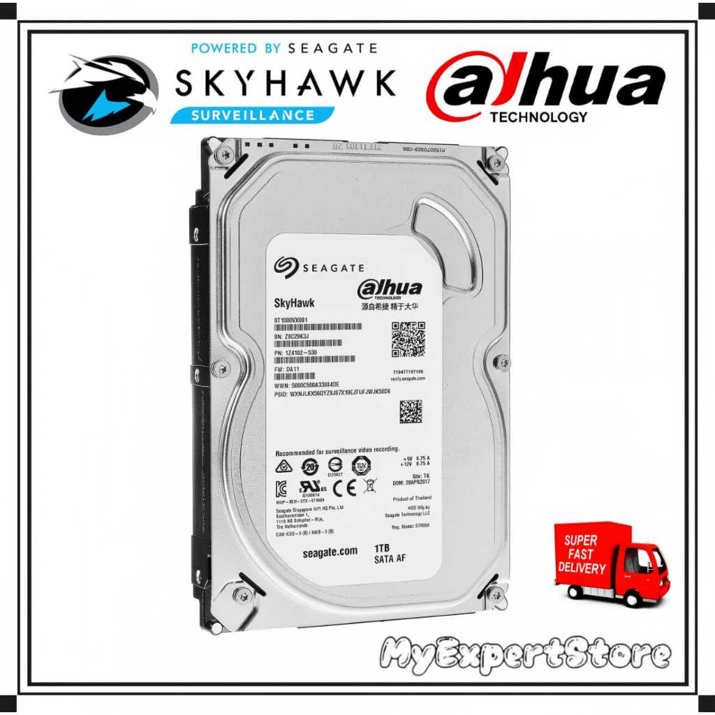 Dahua Seagate Skyhawk Hdd Sata 1tb St1000vx001 35 Inch Internal