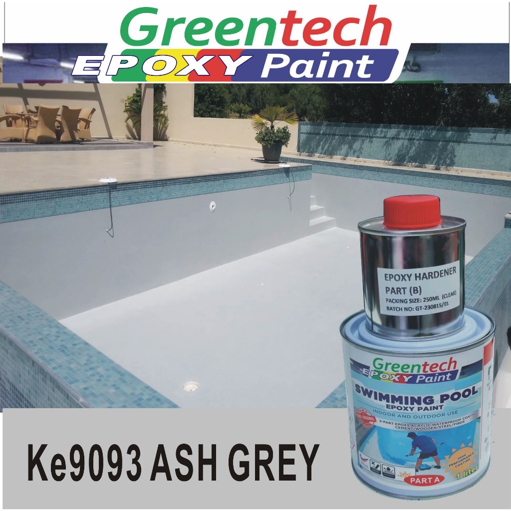 KE9093 ASH GREY ( GT Swimming Pool Epoxy ) Pond Paint Cat Kolam Renang ...