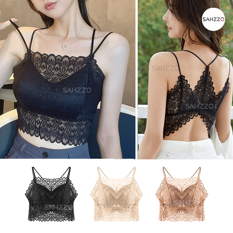Buy Solid Color Mold Cup Camisole Lace Design Tank Top Lingerie