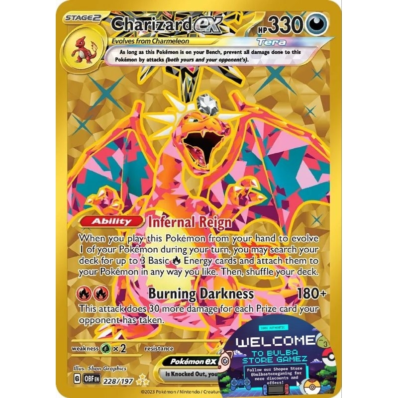 Charizard Ex 228/197 SV03 Hyper Rare SIR Pokémon TCG Card Game Scarlet ...