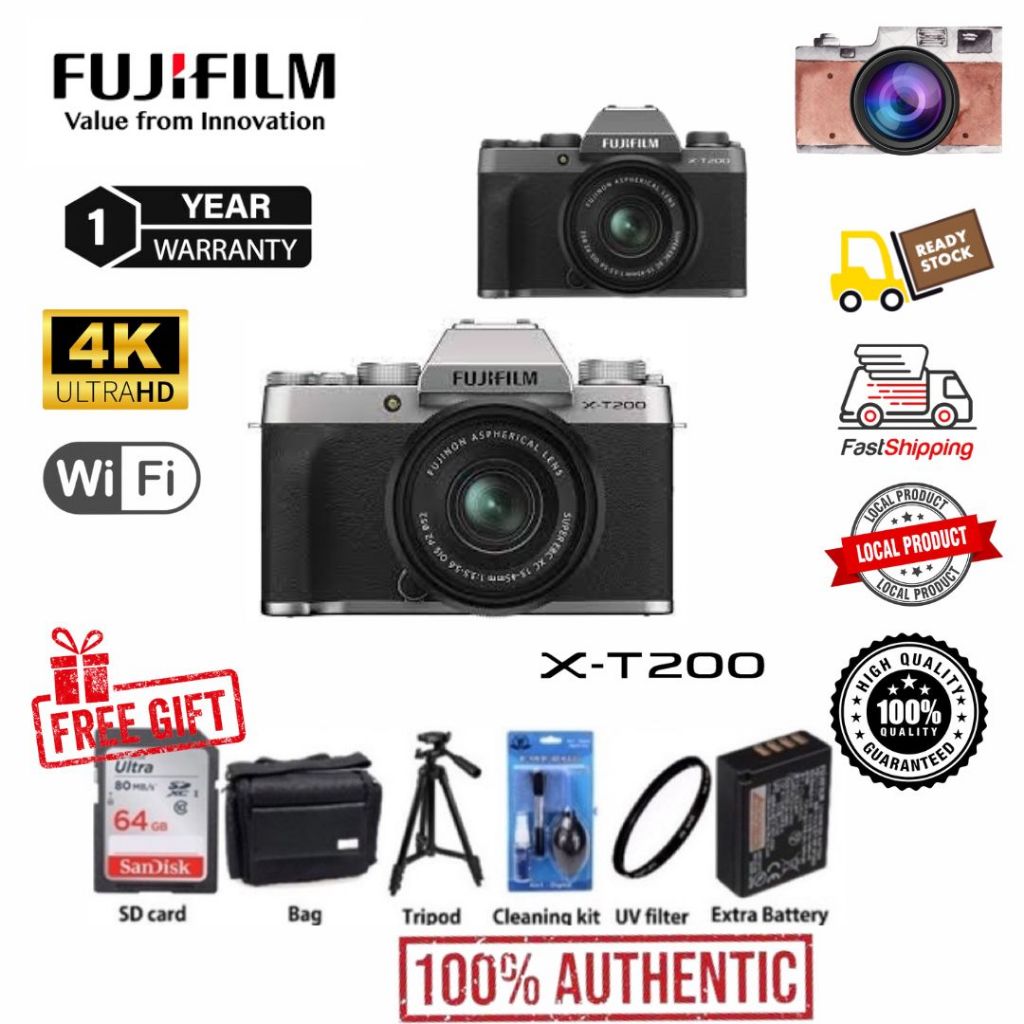 (Ready Stock) Fujifilm X-T200 XT200 with XC 15-45mm f/3.5-5.6 Kit Lens ...