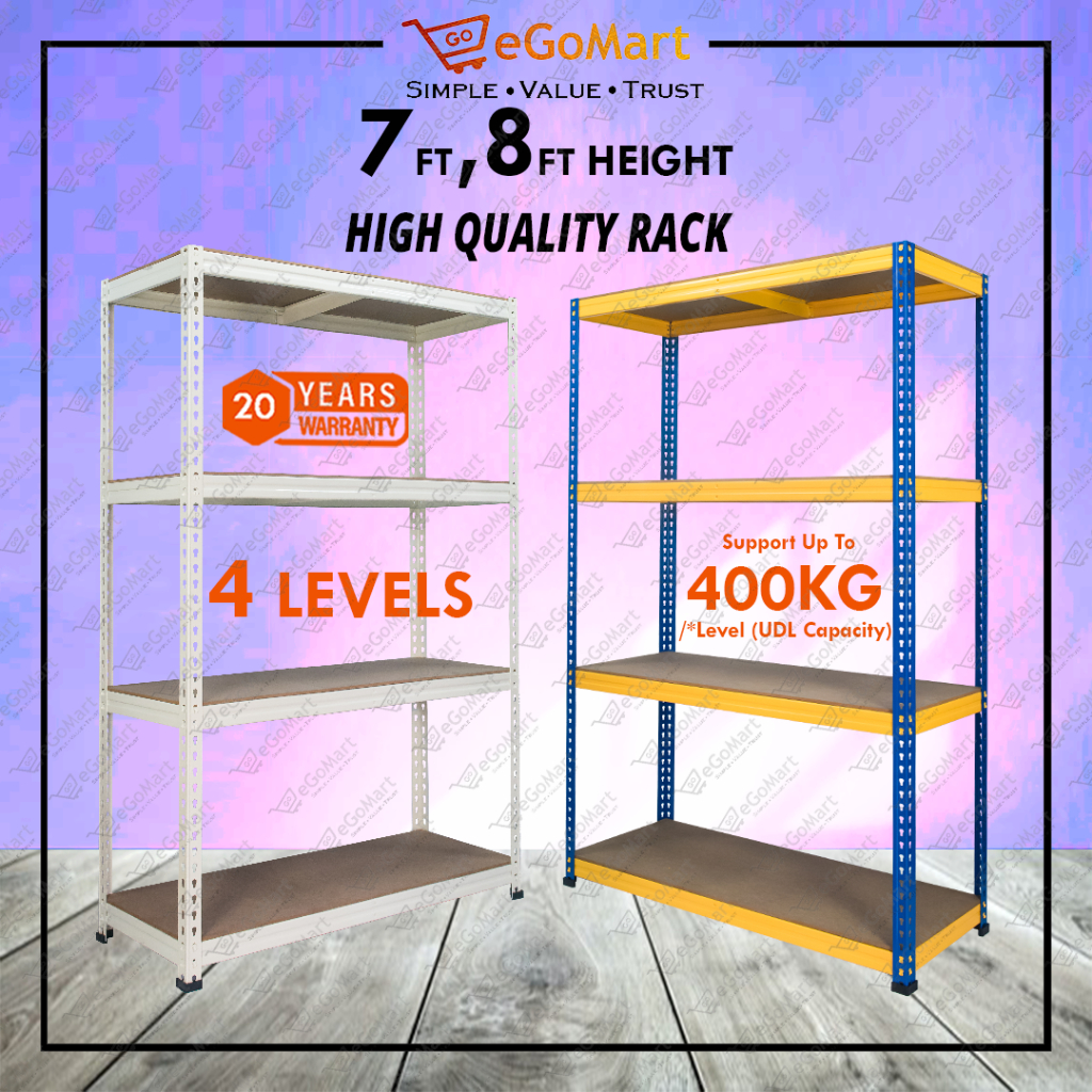 eGoMart [4 Tiers] 400KG Height 7ft 8ft / 210240cm 4 Level Boltless
