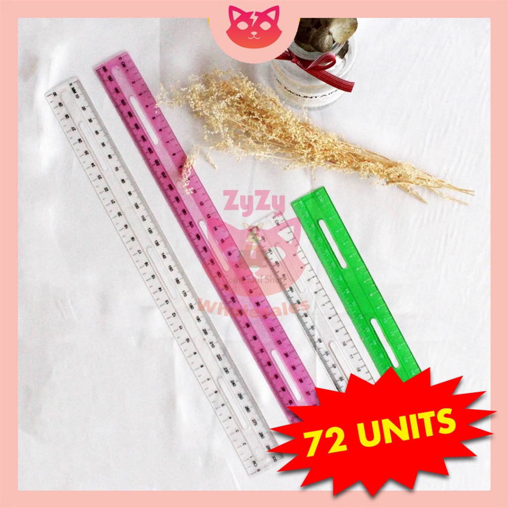 30CM Plastic Ruler Color Transparent Pembaris Murid Plastik Warna ...