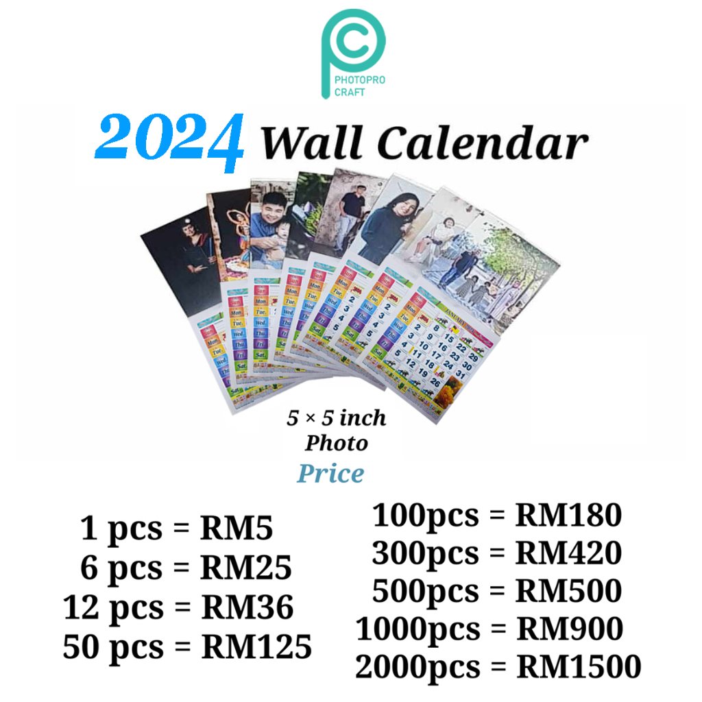 Photopro (2000pcs) Wall Calendar 5x5 Horse 2024 / Kalendar Kuda 2024