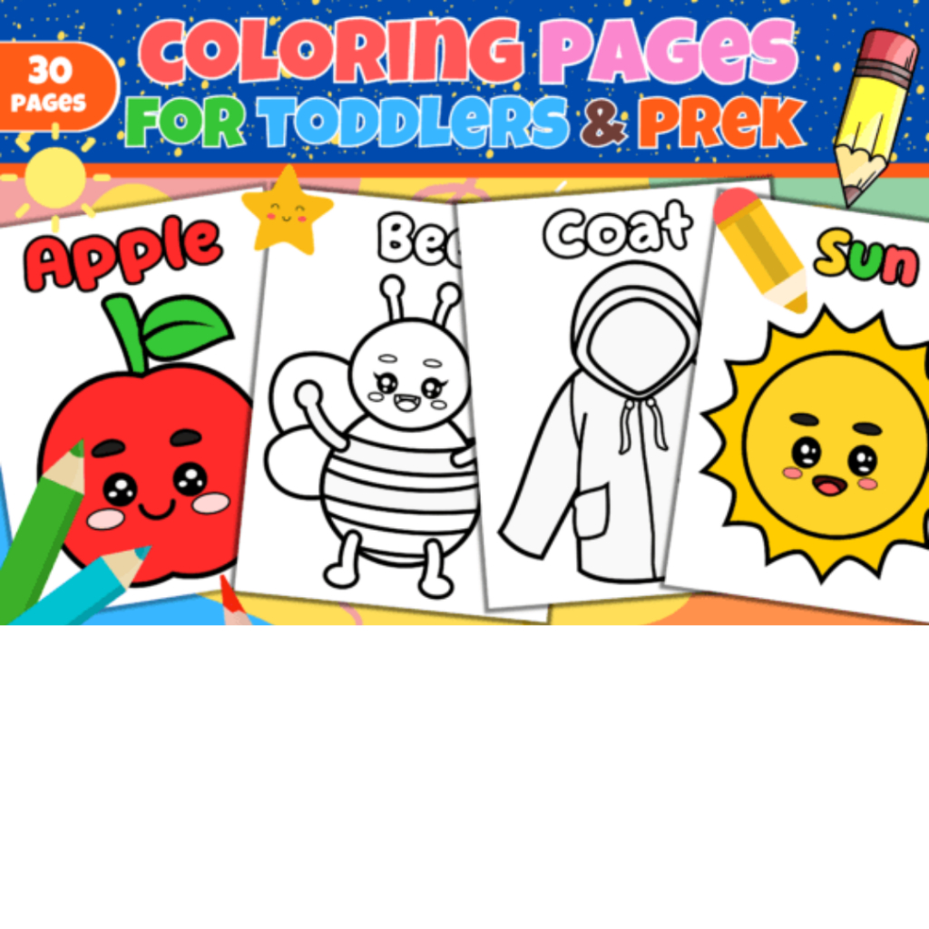 Kids Coloring Pages - A5 SIZE - 30 pages Coloring Pages For Toddlers