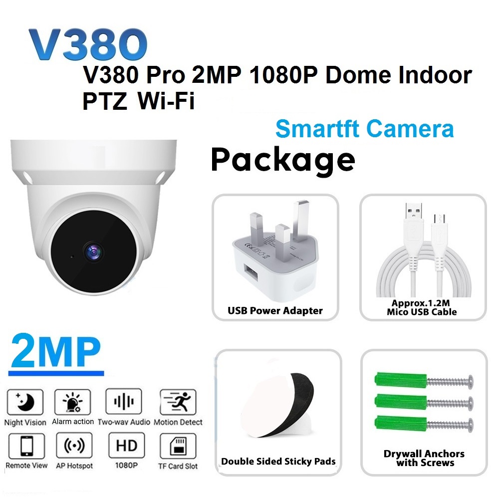 V380 PRO 2MP 1080P Indoor Dome Wireless WI-FI CCTV Camera FHD IR Night ...