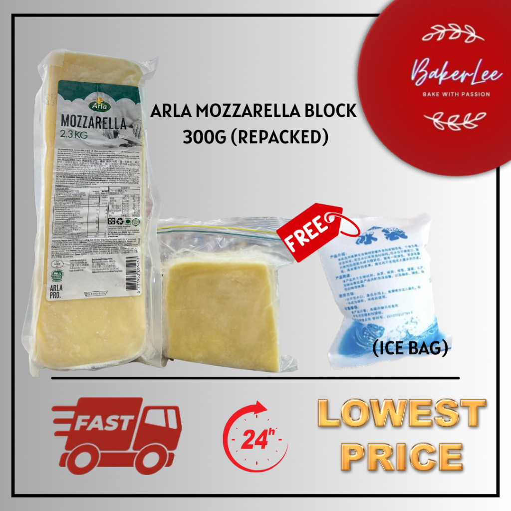 ARLA MOZZARELLA BLOCK 300G MOZZARELLA CHEESE BLOCK (REPACK FROM HALAL