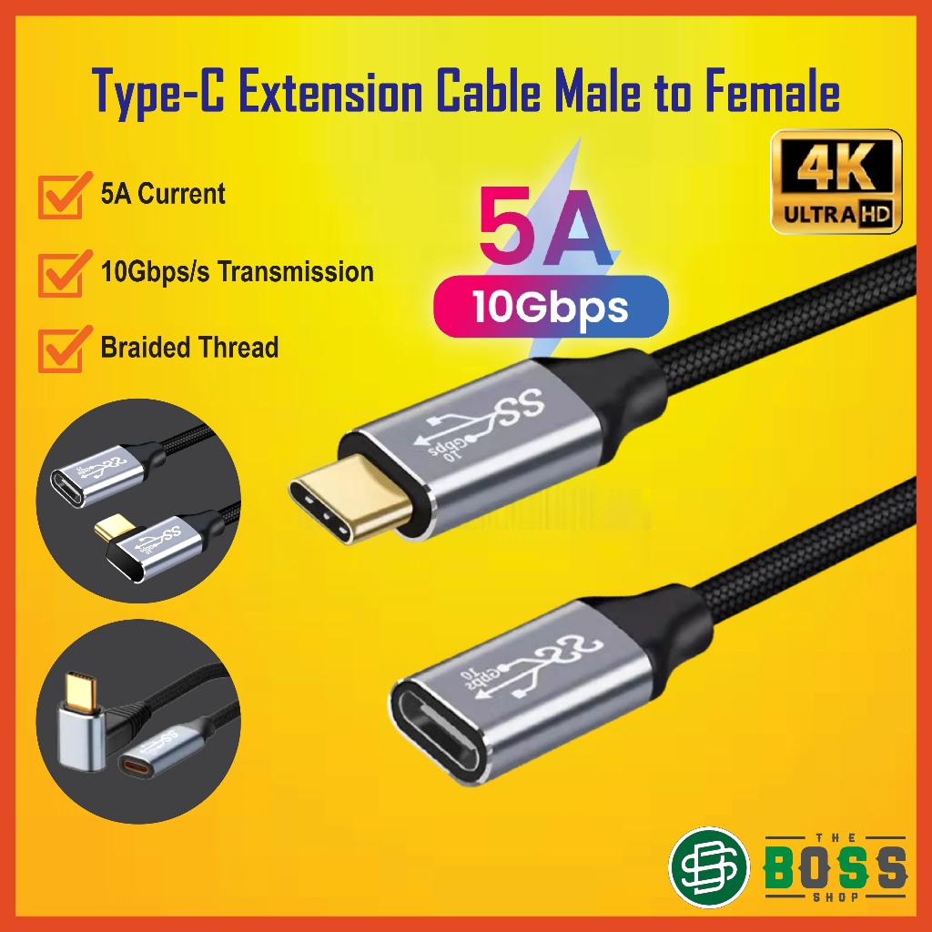 USBC Type C Extension Cable USB 3.1 Male to Female Extending Wire