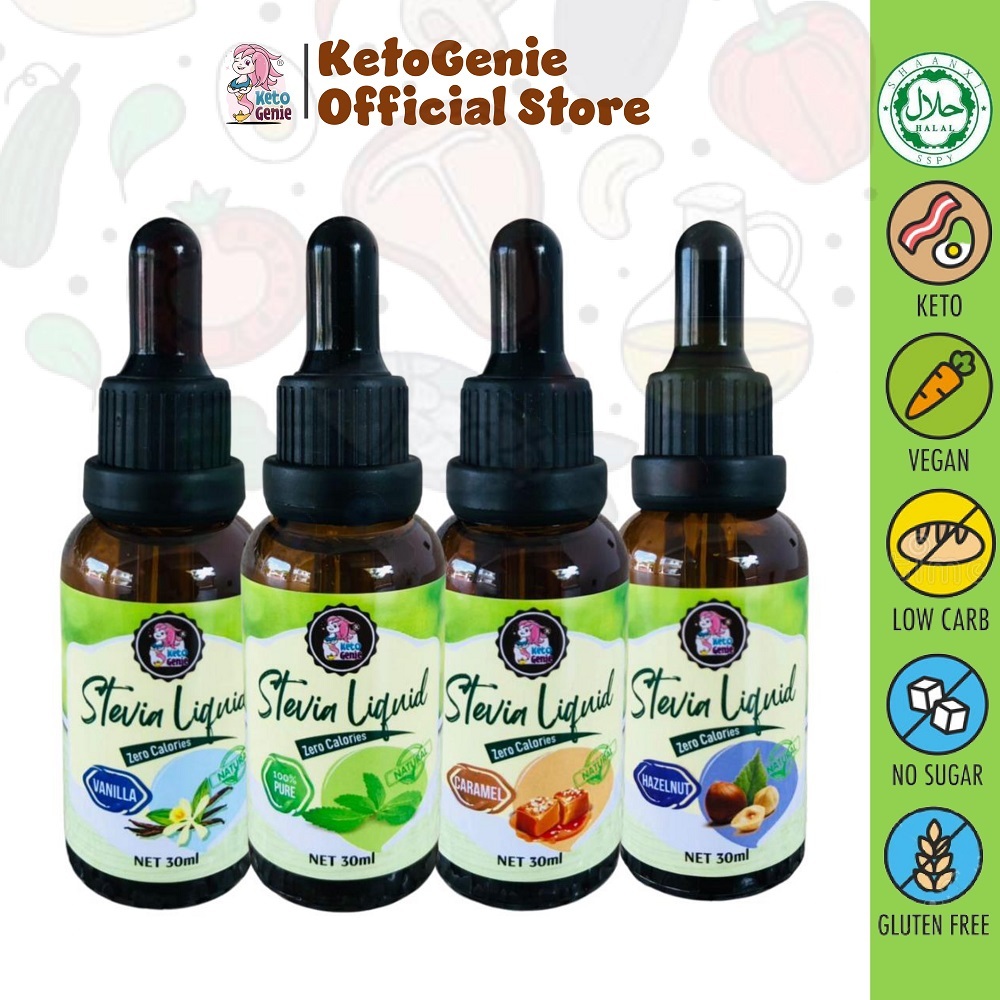 KETOGENIE 100 Pure Keto Stevia Liquid 30ml (Pure / Vanilla / Caramel