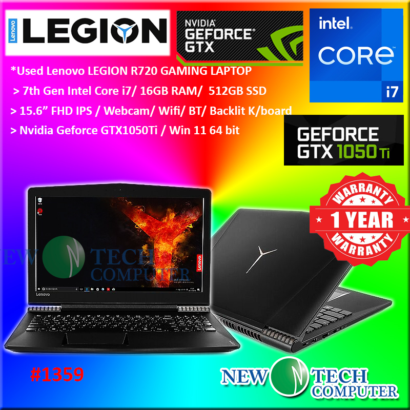 1359 *Used Gaming Laptop Lenovo Legion R720 7TH i7 16GB 512GB SSD