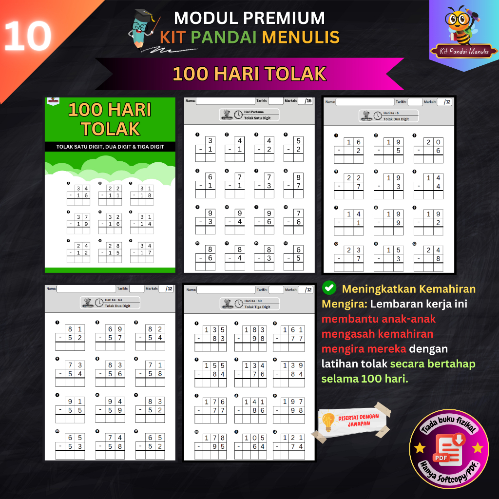 [Softcopy/PDF] 12 Modul Premium Kit Pandai Menulis Lembaran Kerja Untuk ...