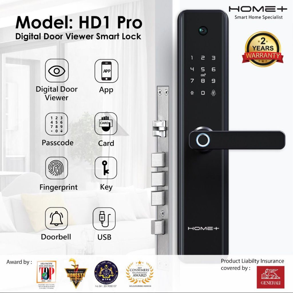 Home+ HD1 Pro WiFi Smart Lock l 7 Methods to Unlock l Wooden Door lTuya ...