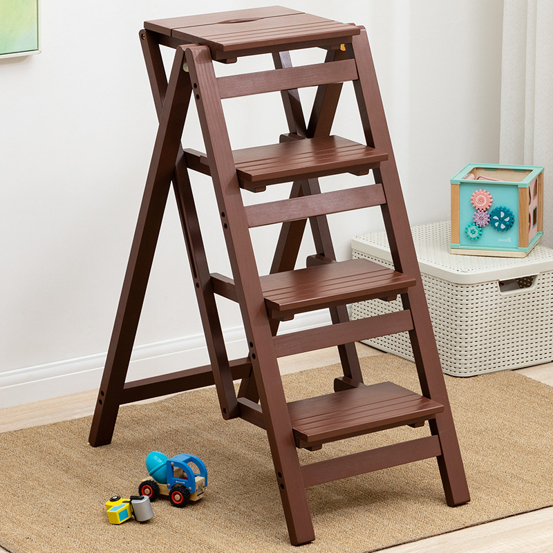 Solid Wood Folding Ladder Chair Household Ladder Chair Dual-Use Step ...