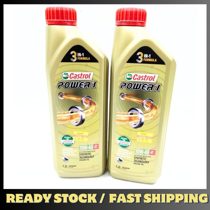 Castrol Power 1 Engine Oil 10w 40 1 2 Litre Honda Rs150 4t Engine Oil Minyak Hitam Enjin 10w