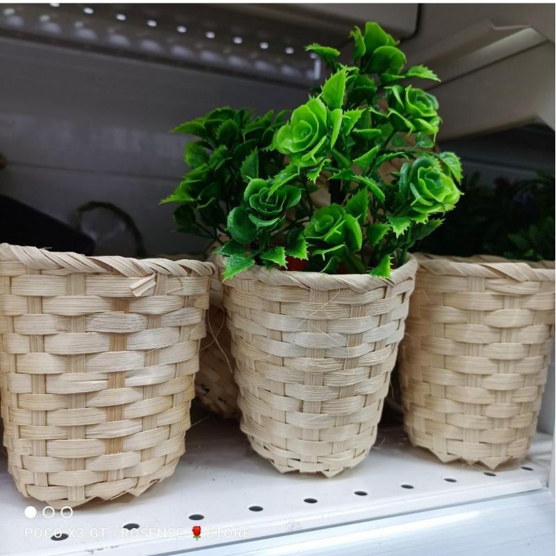 Vctitil Woven Rattan Flower Basket - Small White Wedding Decoration & Home Storage