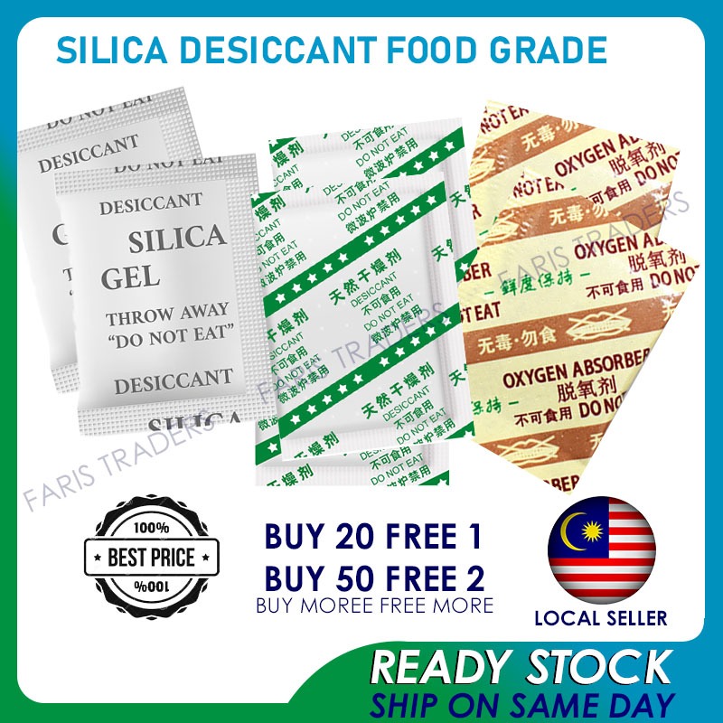 50pcs Silica Gel Food Desiccant Oxygen Absorber For Food Shopee Malaysia