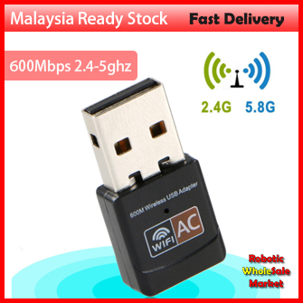 600Mbps 2.4-5ghz USB Dual Band Wireless Adapter WiFi Dongle 802.11 AC Laptop PC