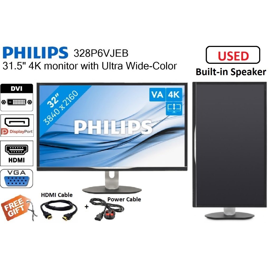 [USED] Philips 32' 4K UHD (3840 x 2160 60Hz) WLED Monitor With Built
