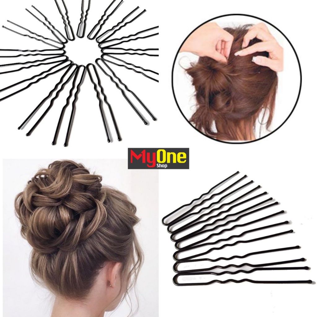 50pcs Black Waved Ushaped Hair Bobby Pin Metal Clips Shopee Malaysia