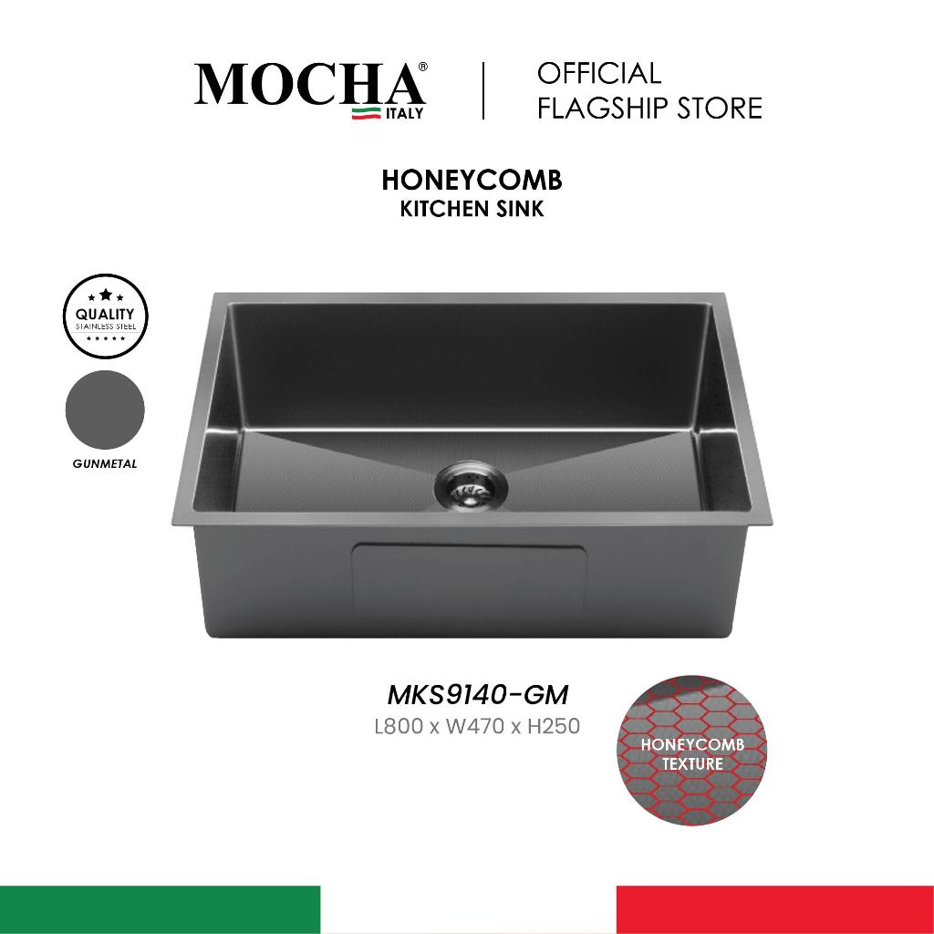 [Honeycomb Kitchen Sink] Mocha MKS9140-GM 80cm Stainless steel 304