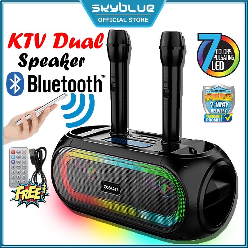 Skyblue LED RGB Light Speaker Bluetooth Bass Besar Spiker With 2 ...