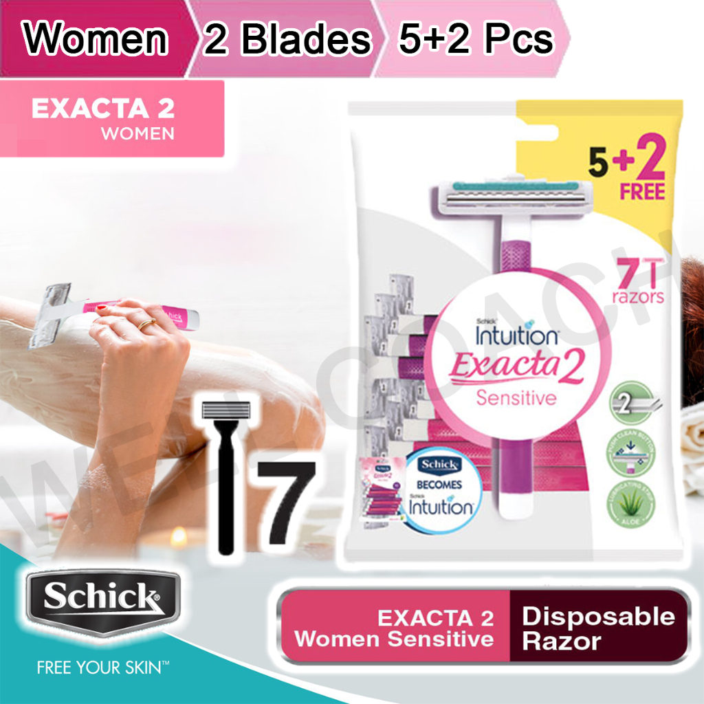 Schick Exacta 2 Sensitive Women Disposable Razor Shaver 5's + 2's ...