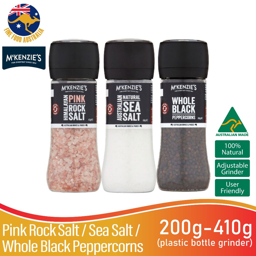 Australia's McKenzie's Premium Salt and Pepper Grinder Pink Rock Salt