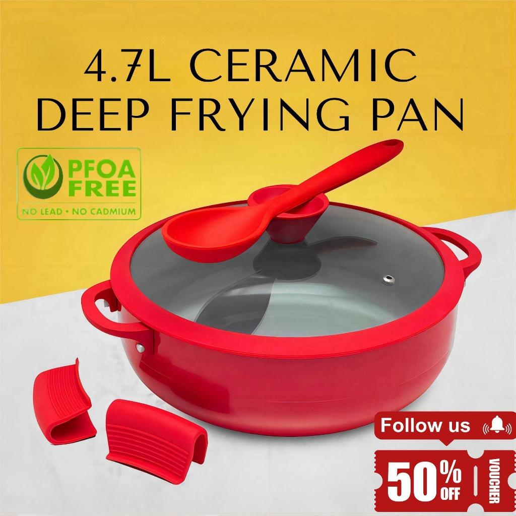 4.7L Ceramic Casserole Pot Dutch Oven Non Stick Deep Frying Pan Wok