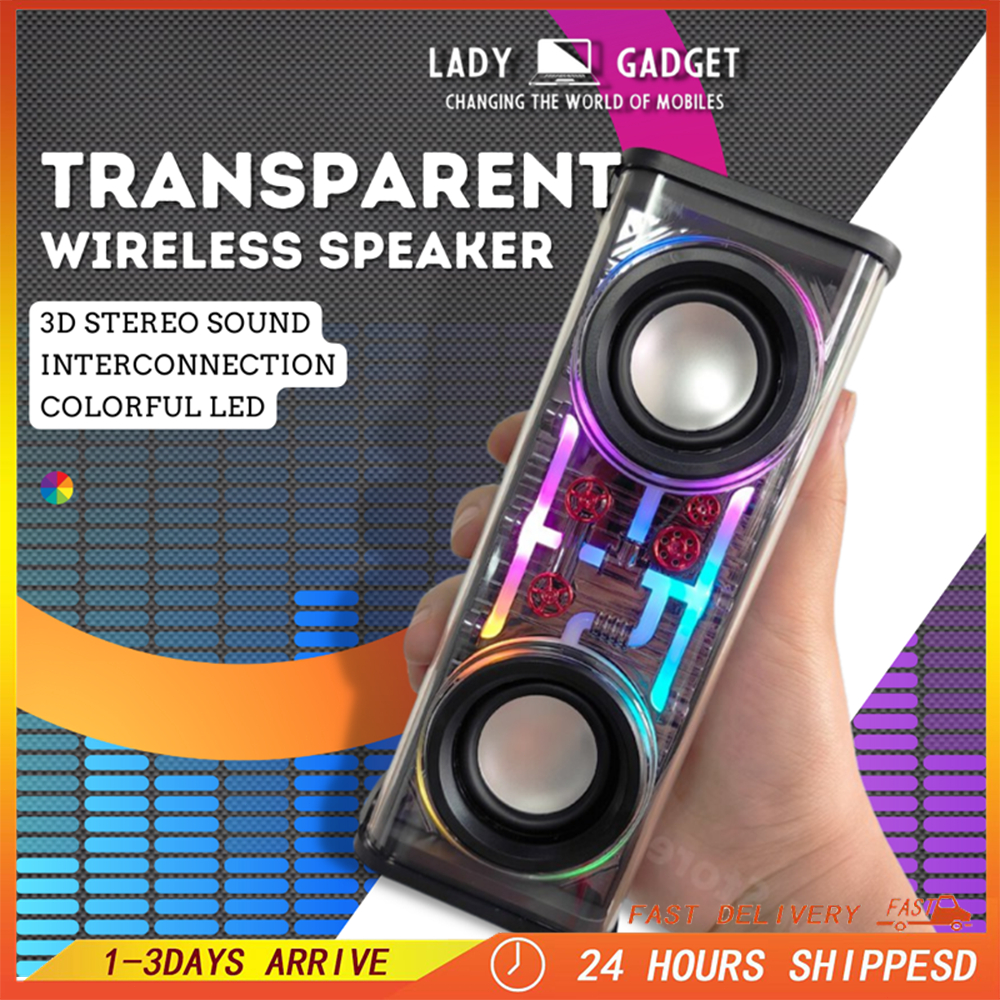 🔥TOP🔥 V8 TWS Bluetooth Transparent Speaker Wireless Small Steel Cannon ...