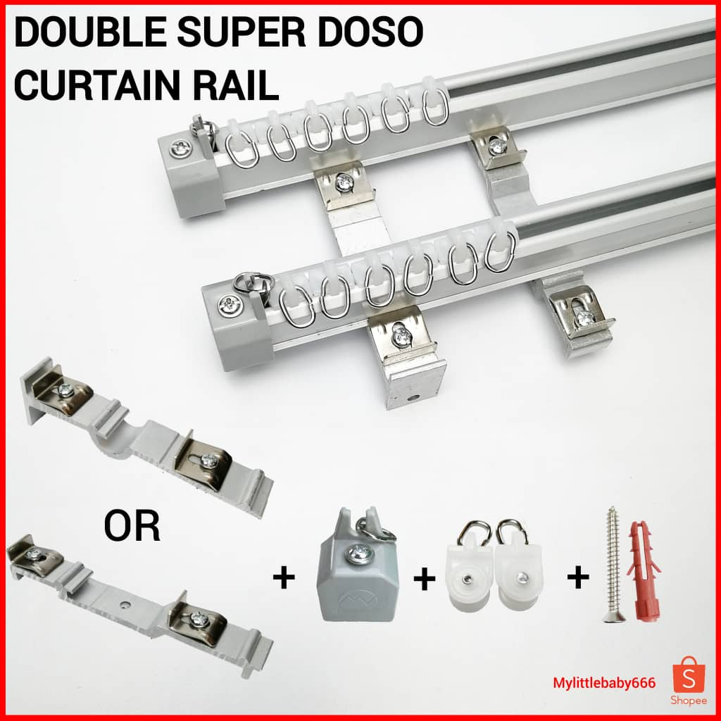 SUPER DOSO DOUBLE CURTAIN RAIL BESI LANGSIR(STANDARD SIZE)2.0 FT 8.5