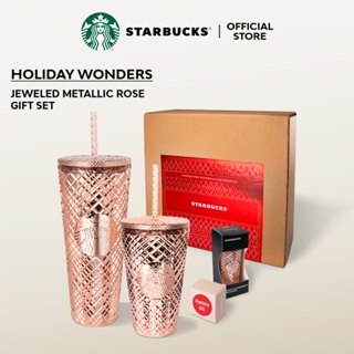  Starbucks 2021 Holiday Jeweled Tumbler Grande 16 oz (Rose Gold)