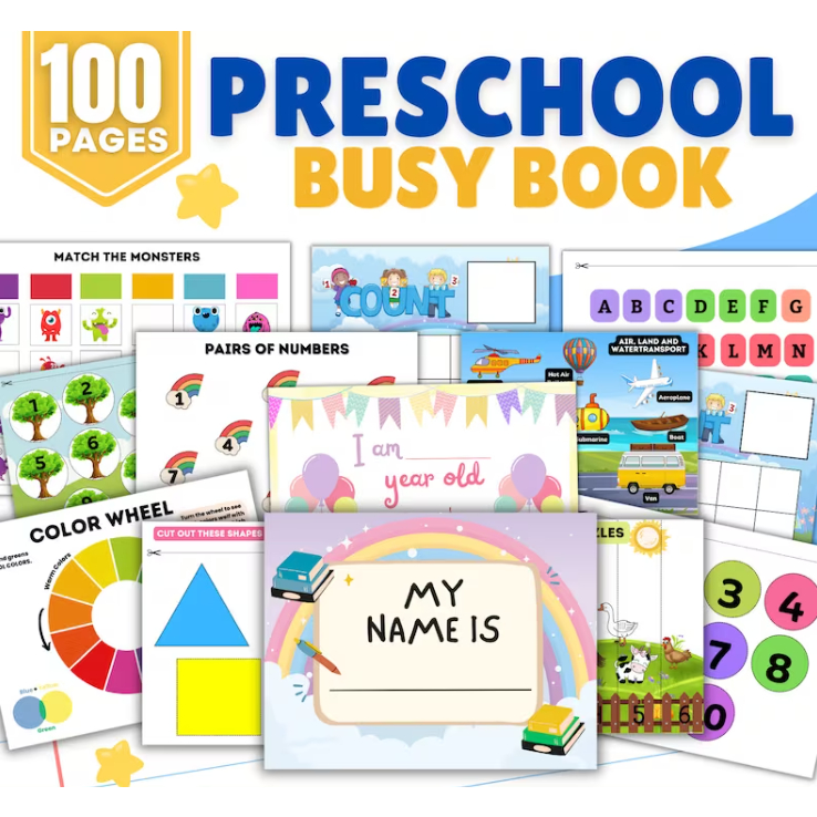 PDF] 100 pages Toddler Busy Book Preschool Quiet Book Kids Activity ...