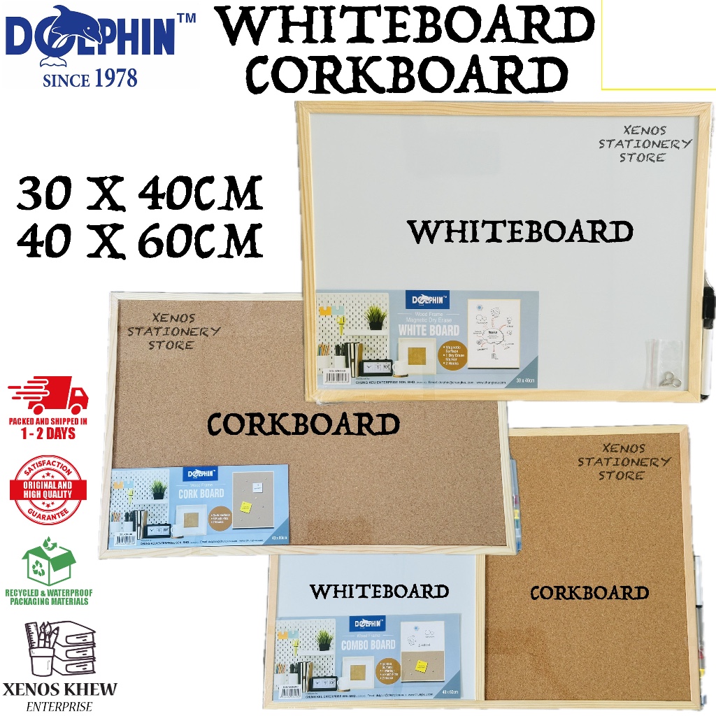 DOLPHIN WHITEBOARD / DOLPHIN CORK BOARD / CORK BOARD + WHITEBOARD