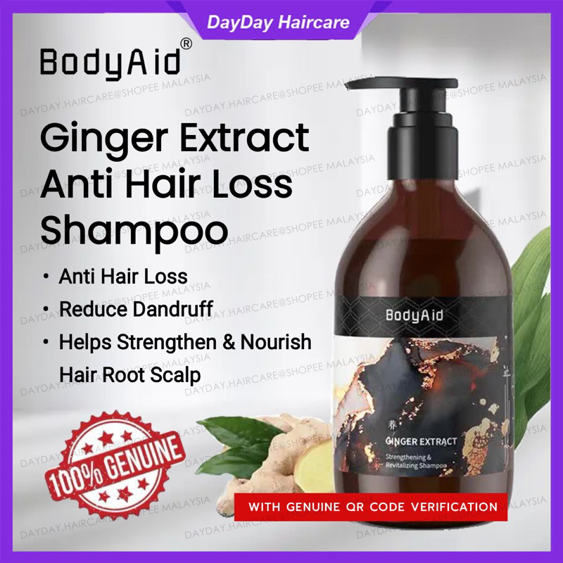 100 Original Bodyaid Herbal Gentle Ginger Extract Shampoo Anti Hair Loss Growth Shampoo 330ml