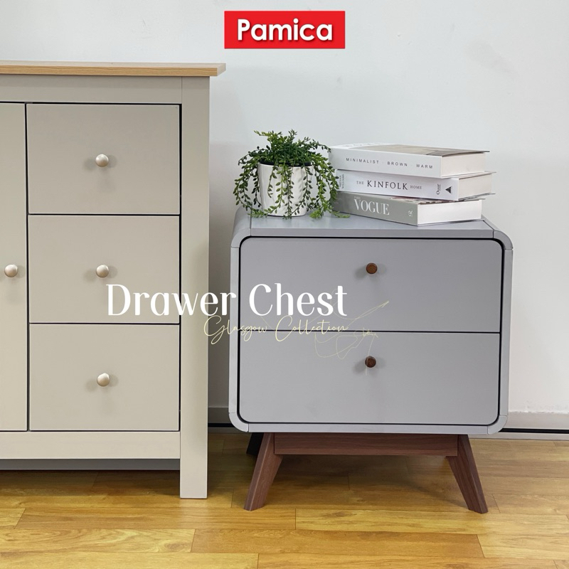 [LAST 9] PAMICA Glasgow Grey 2 Drawers Chest Modern Home Furniture