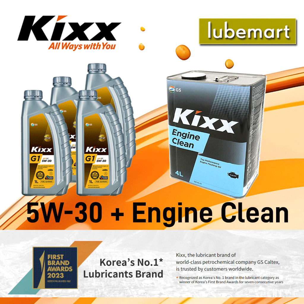 [COMBO] KIXX Engine Clean Flushing Oil (4 Liter) + Fully Synthetic KIXX ...