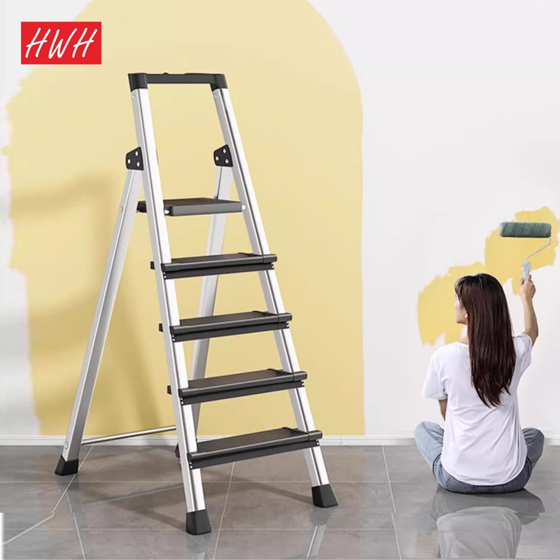 HWHOME Aluminum Lightweight Foldable 4 Steps Ladder with Anti-slip Wide ...