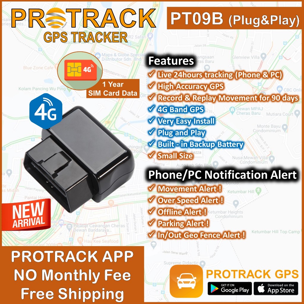 [Singapore, Thailand & Malaysia] GPS Tracker PT09F 4G OBD2 Plug & Play [12 Months GPS Data