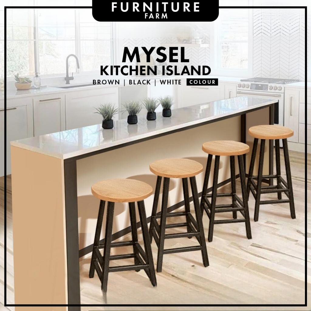 Furniture Farm 120cm x 40cm MYSEL Kitchen Island Bar Table / Dining