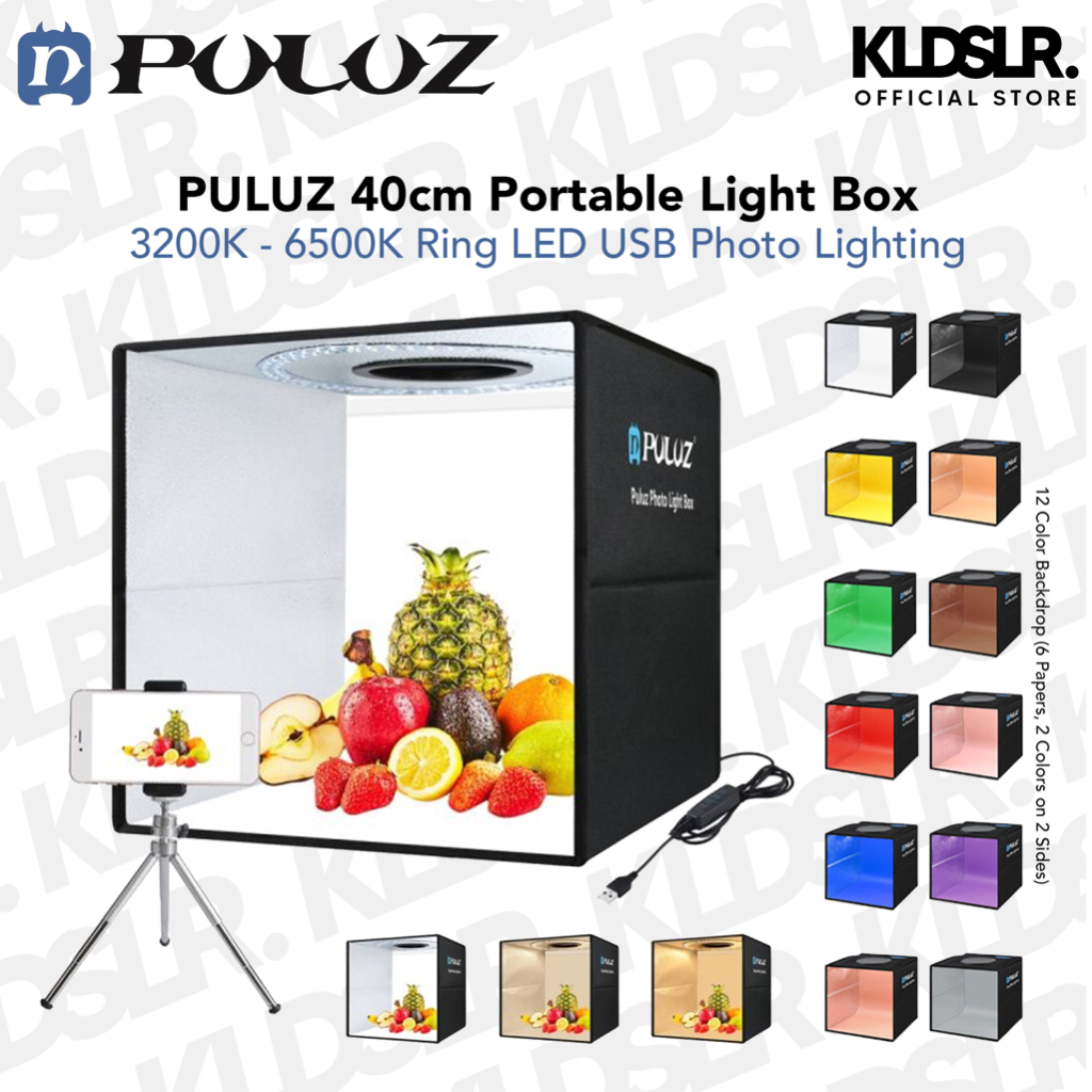 Puluz 25cm / 30cm / 40cm LED Product Case Lightbox Folding Mini Photo