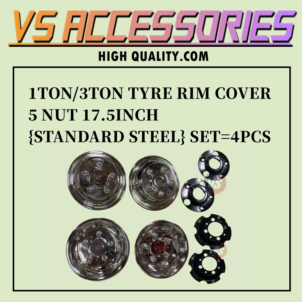 1TON/3TON TYRE RIM COVER 5 NUT 17.5INCH {STANDARD STEEL} SET=4PCS ...