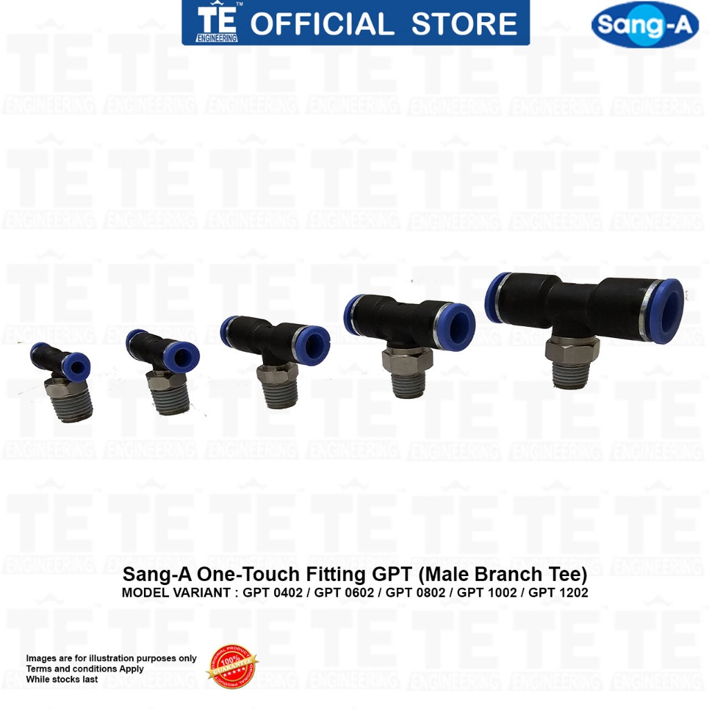 SANG-A Pneumatic One-Touch Fitting (Male Branch Tee) GPT 0402 / 0602 ...