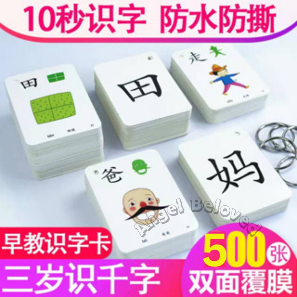 (Local Stock)500 Pcs Chinese Learning Flash Cards PICTOGRAPHIC 识字卡片 ...