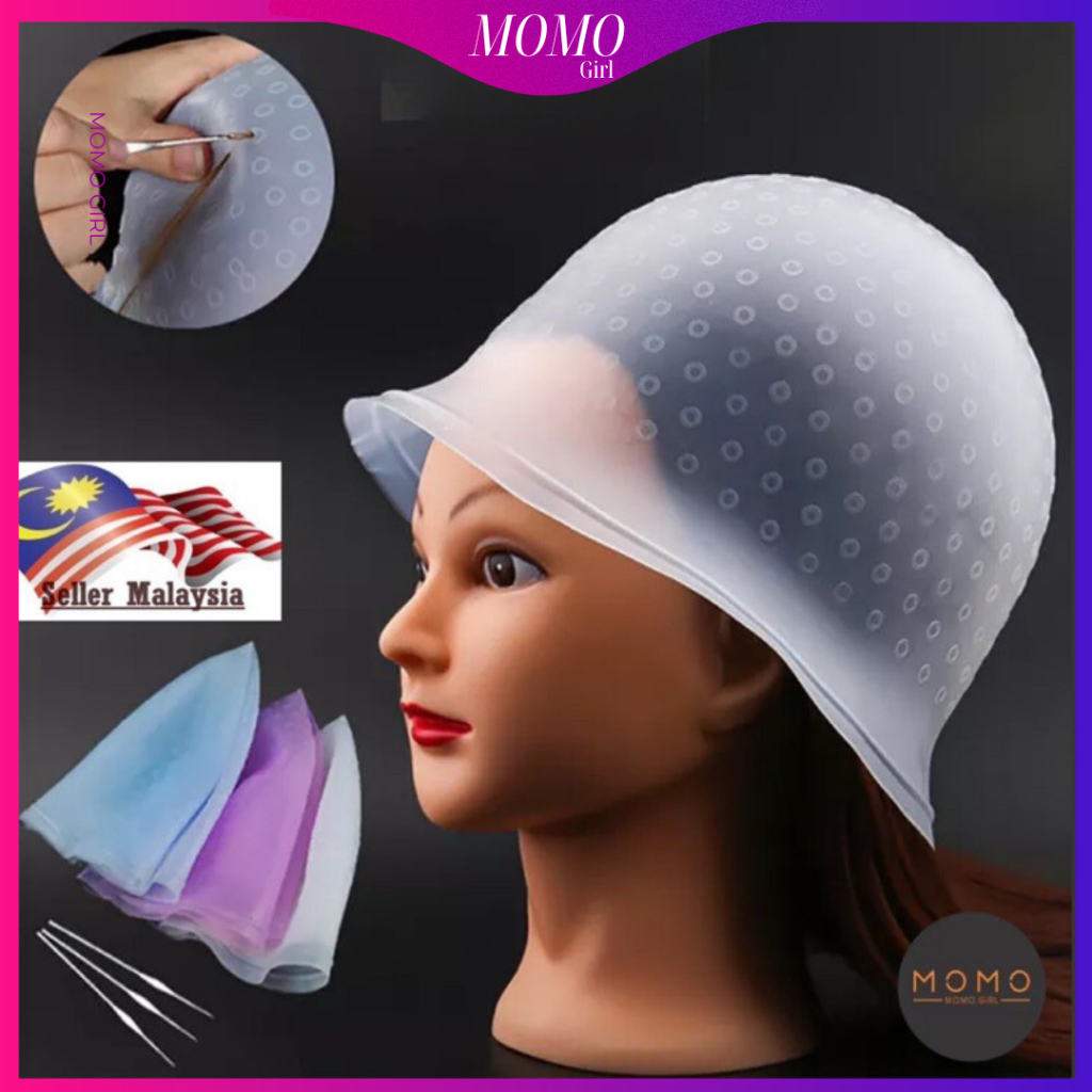 Highlight Cap Silicon Hair Color Cap With Hook Silicone Reusable Salon ...