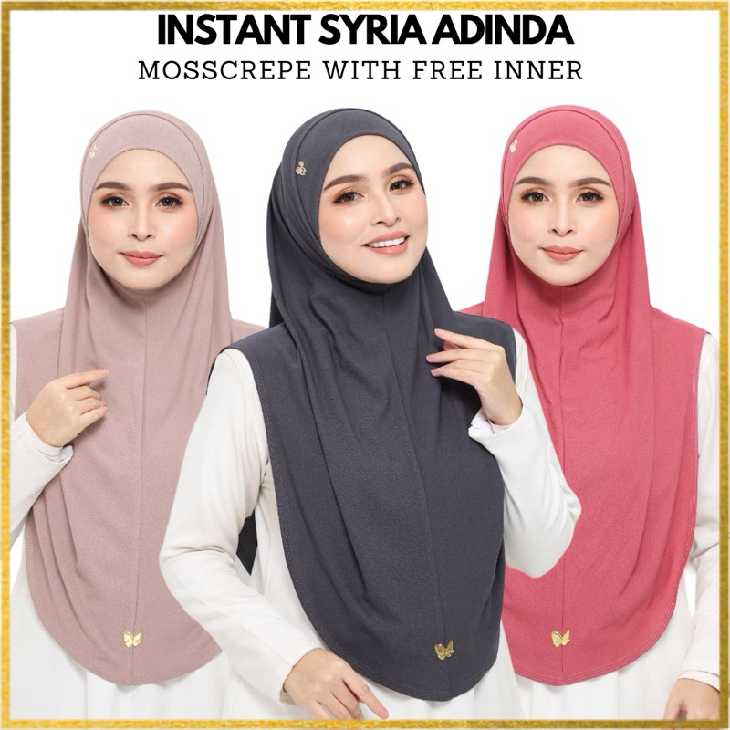 🔥HOT ITEM🔥TUDUNG INSTANT SYRIA INSTANT SYRIA ADINDA FREE SIZE MATERIAL ...