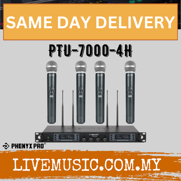 Phenyx Pro Wireless PTU70004H 4Channel UHF Wireless Microphone System ( PTU7000 / PTU70004H